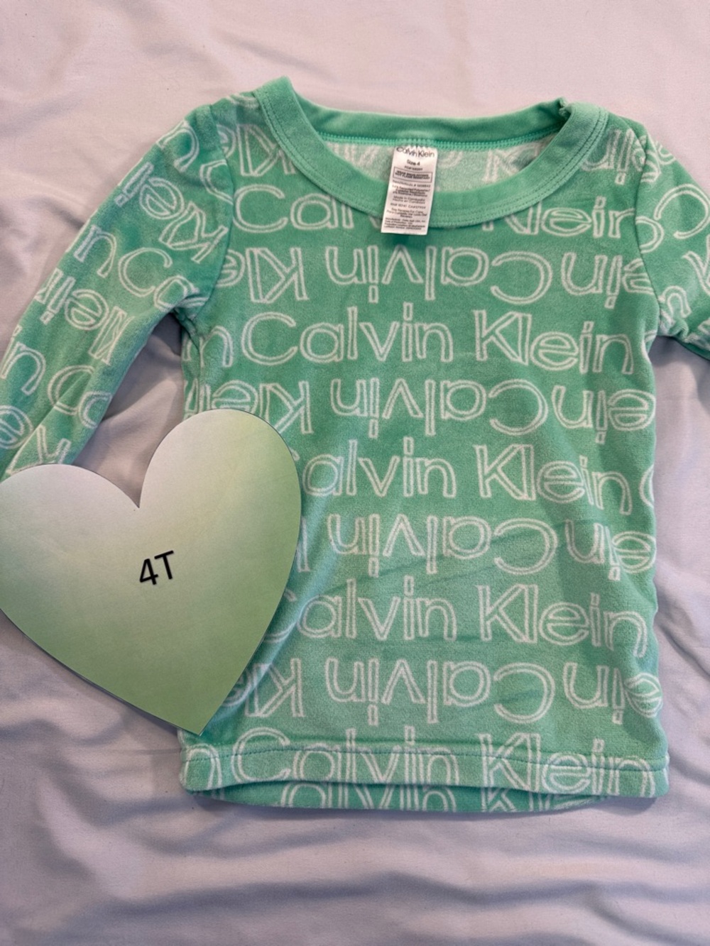 Calvin Klein - Long sleeve velour/plush sup soft Green Kids Shirt